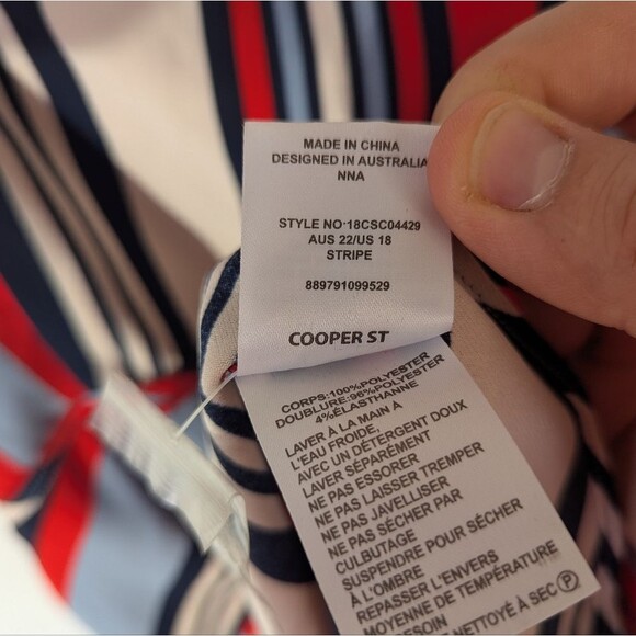 Cooper St Red Blue Striped Genuine Wrap Dress - Picture 7 of 7